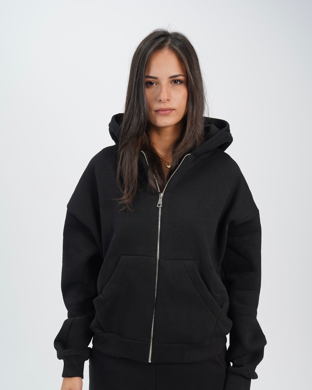 Unisex zip up hoodie black