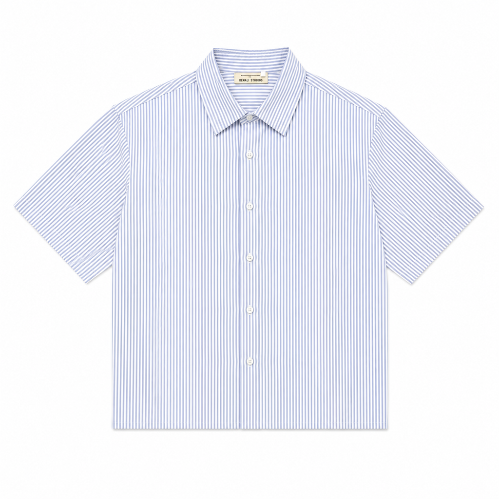 Short Sleeve Blue Striped Shirt