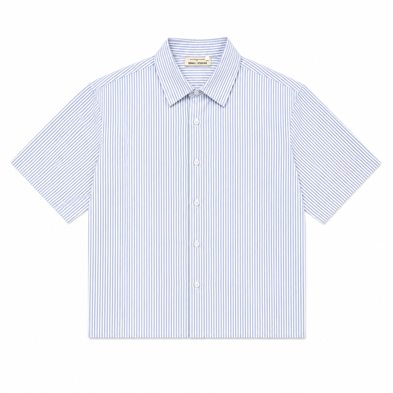 Short Sleeve Blue Striped Shirt