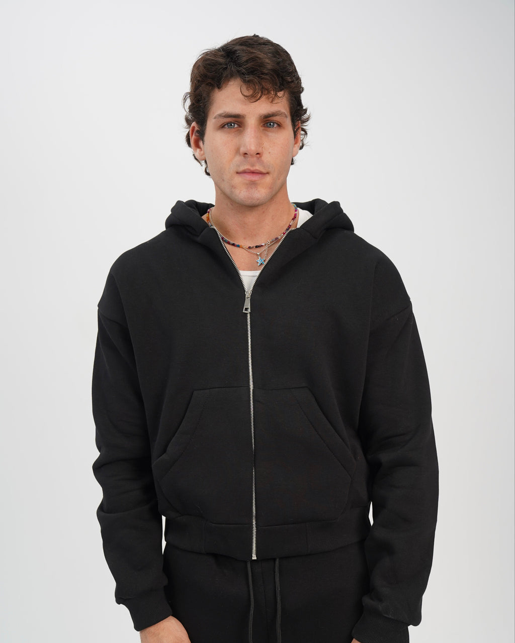 Unisex zip up hoodie black