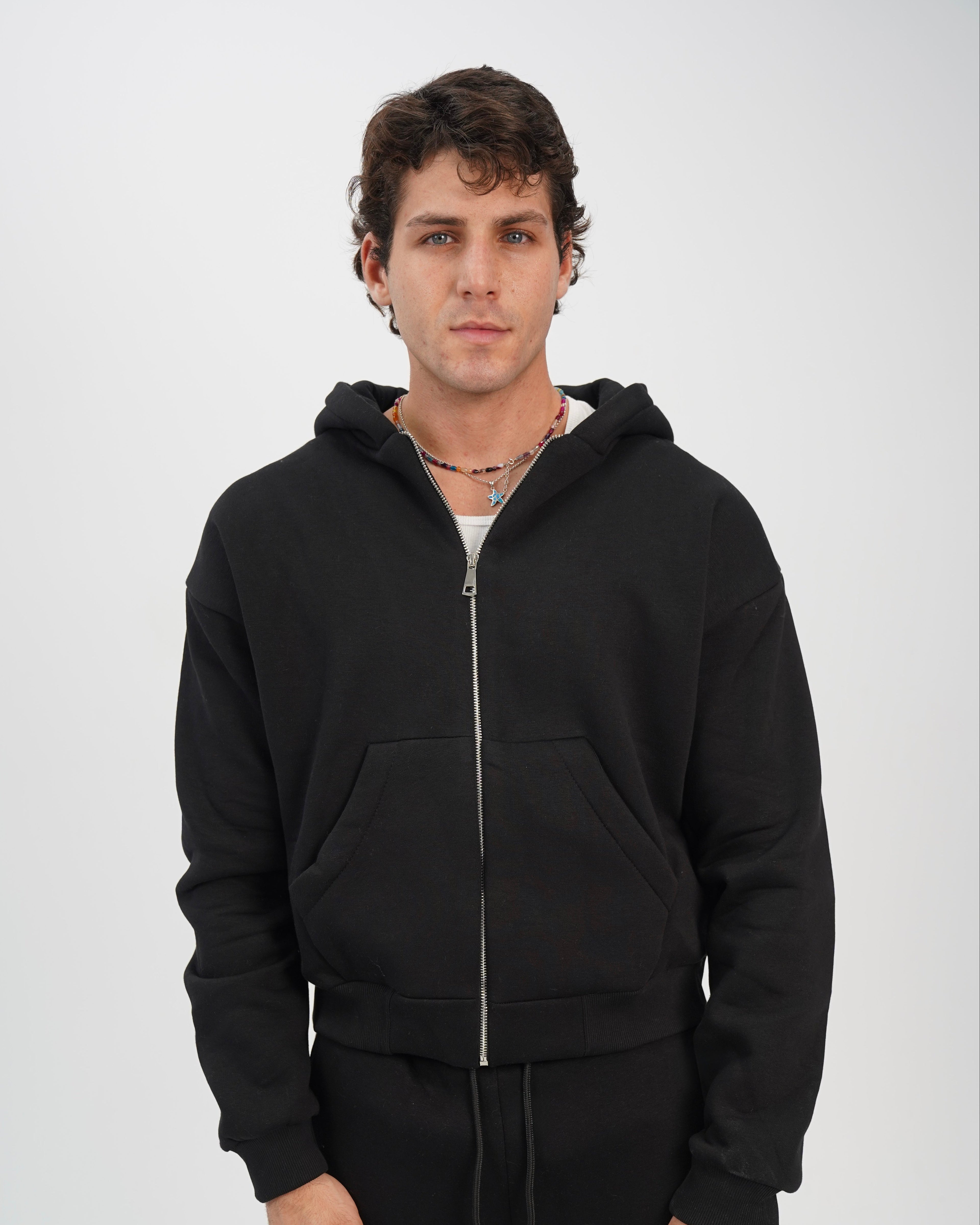 Unisex zip up hoodie black