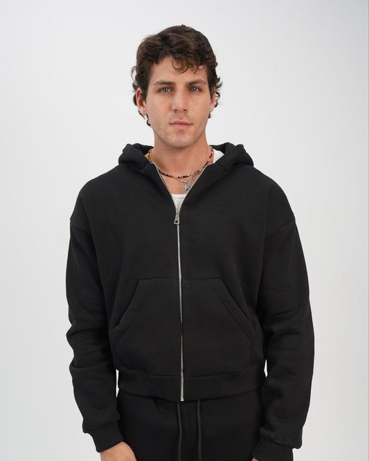 Unisex zip up hoodie black