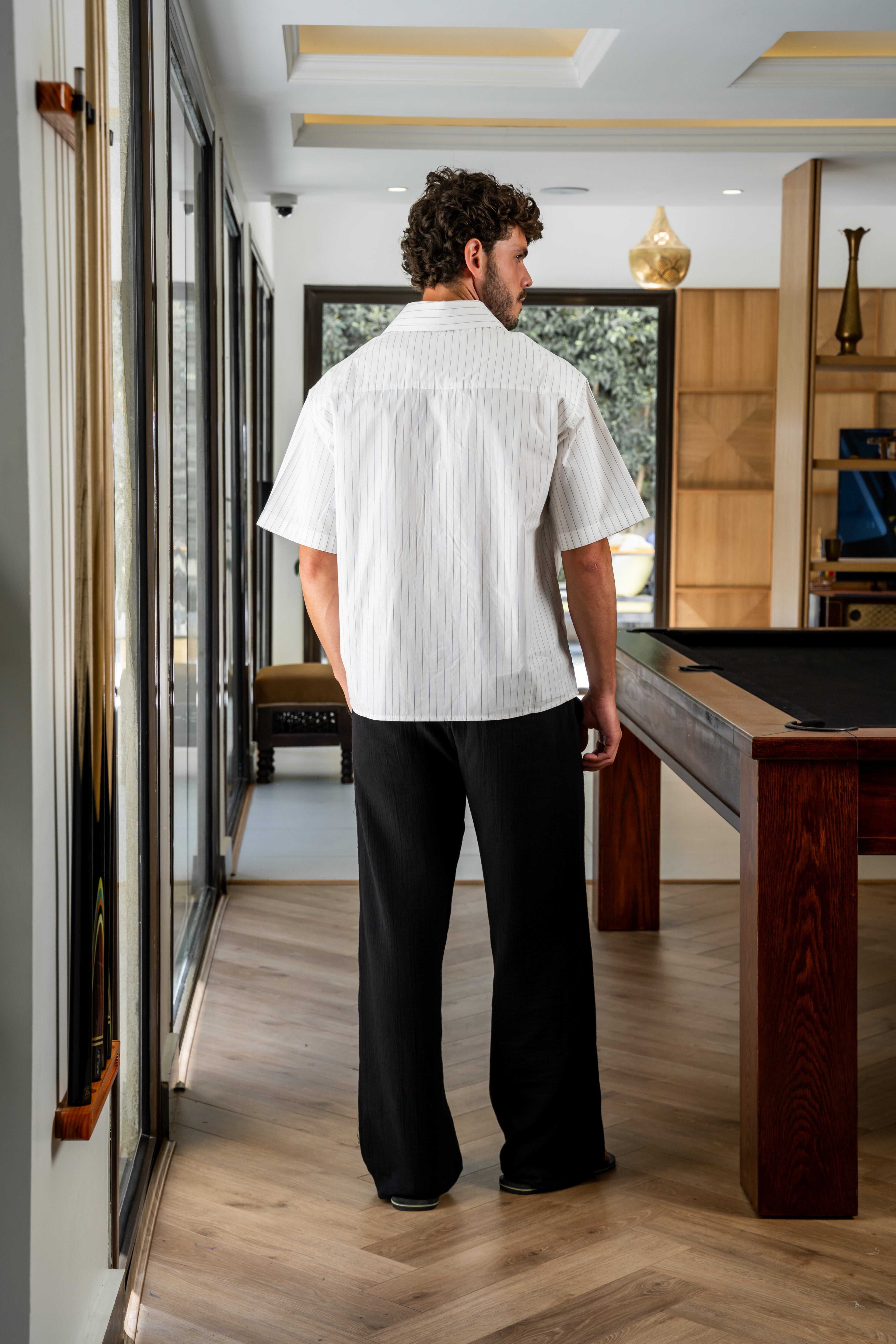 Short Sleeve White Striped Shirt