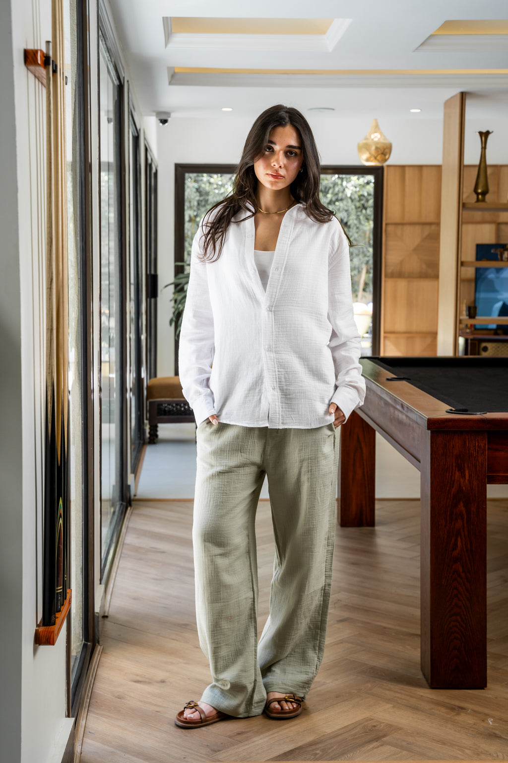 Olive Linen Pants