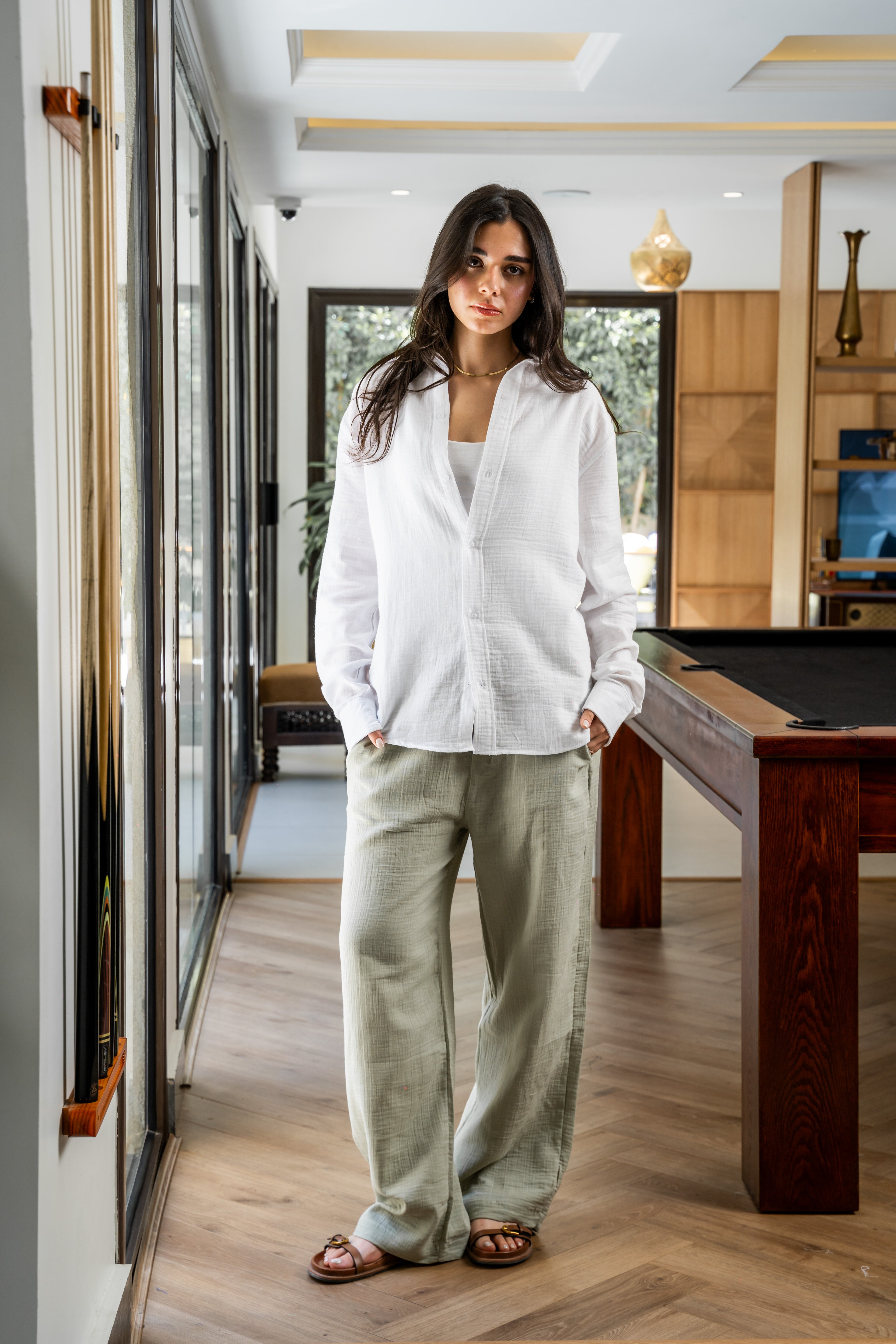 Olive Linen Pants