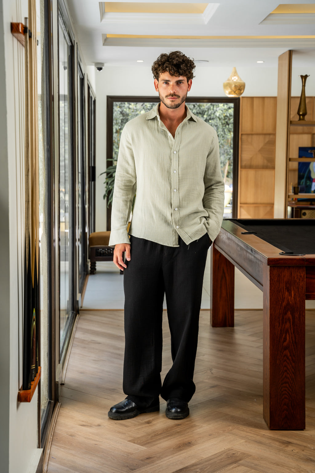 Olive Linen Shirt
