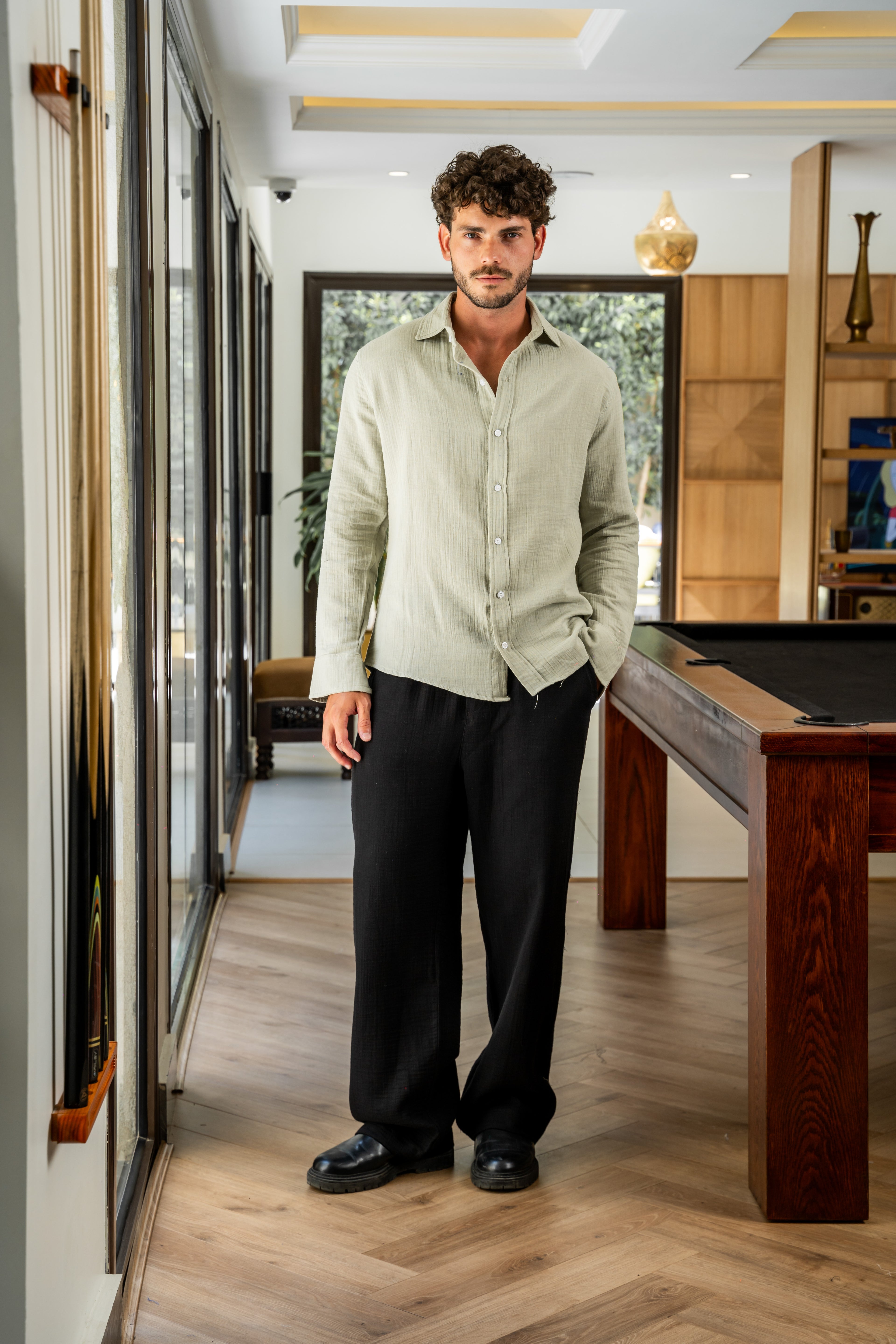 Olive Linen Shirt