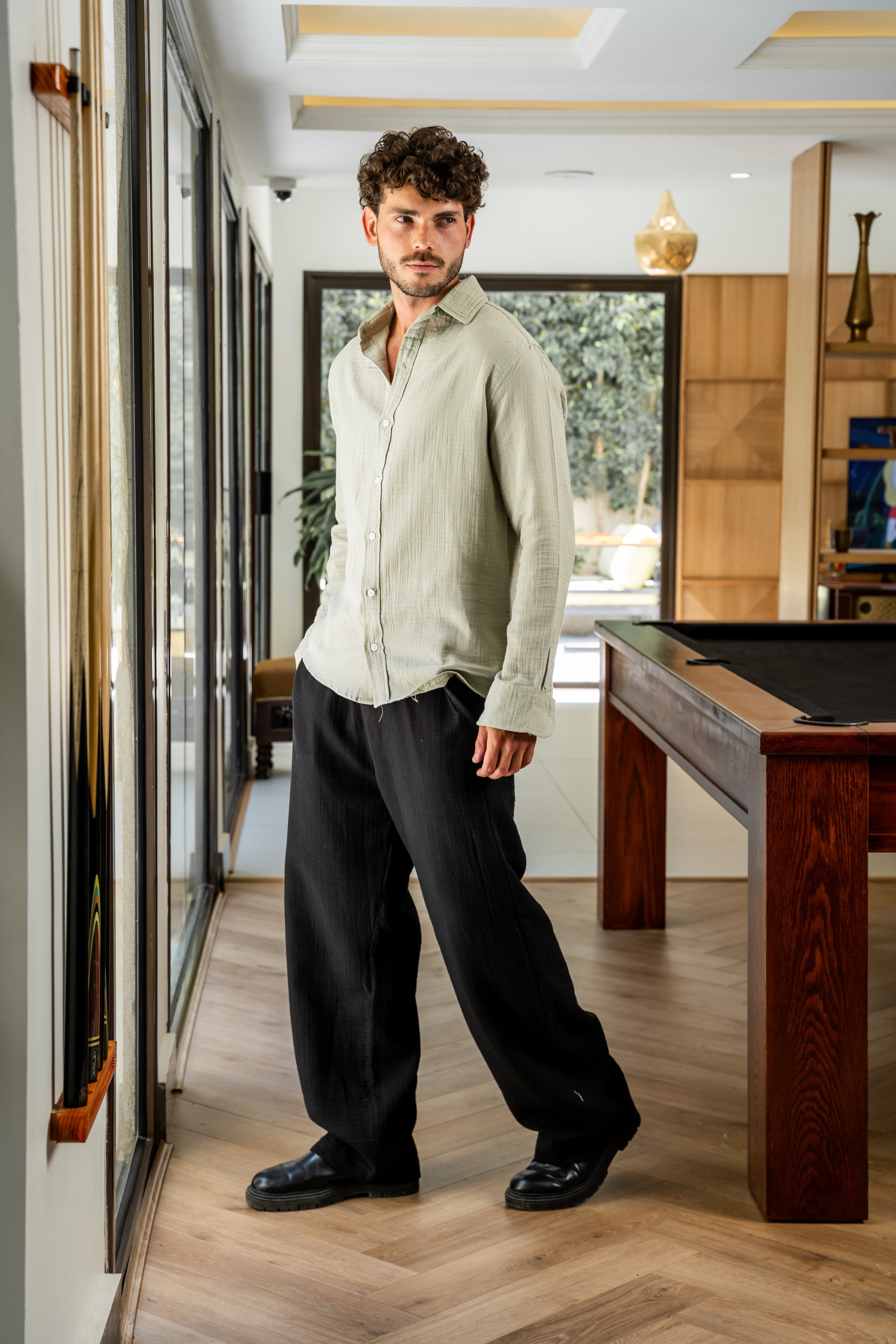 Olive Linen Shirt