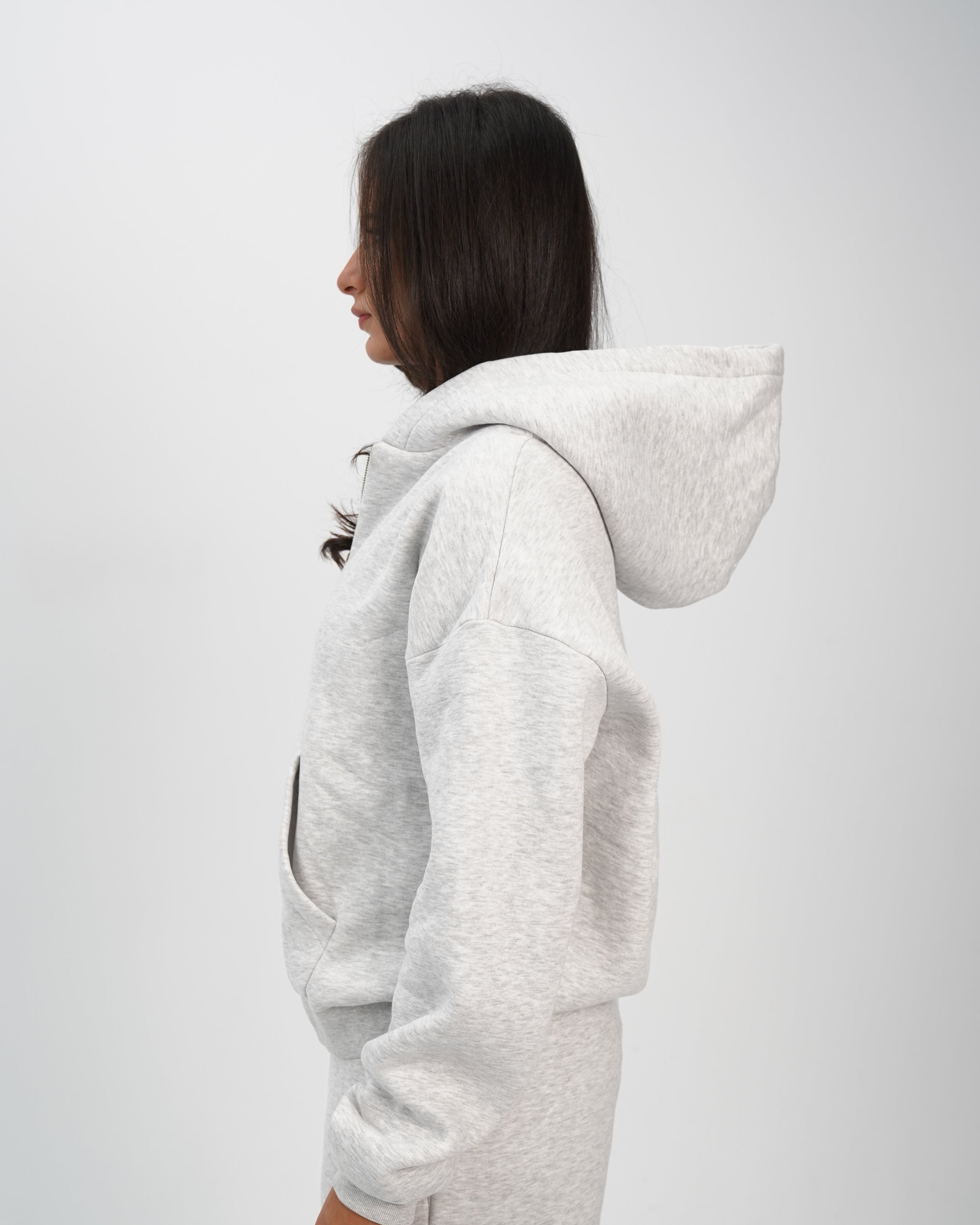 Unisex zip up hoodie grey