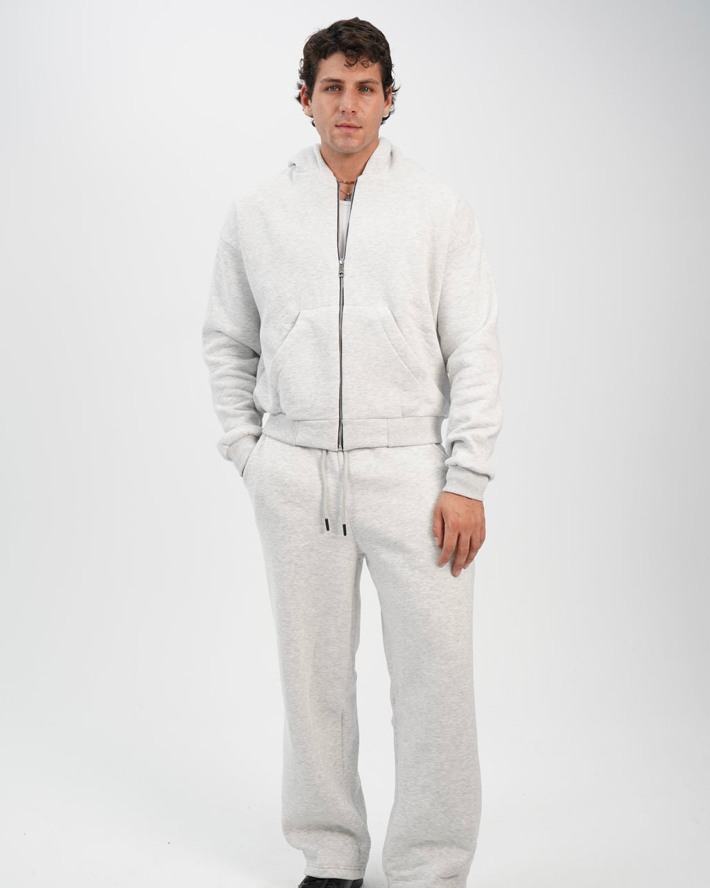 Unisex zip up hoodie grey