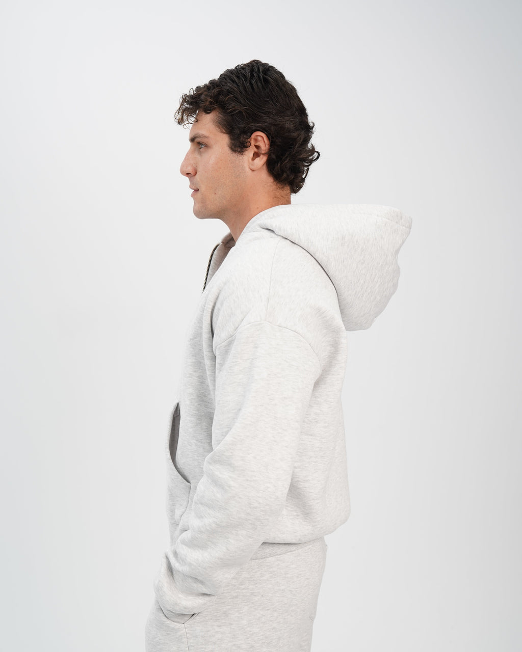 Unisex zip up hoodie grey