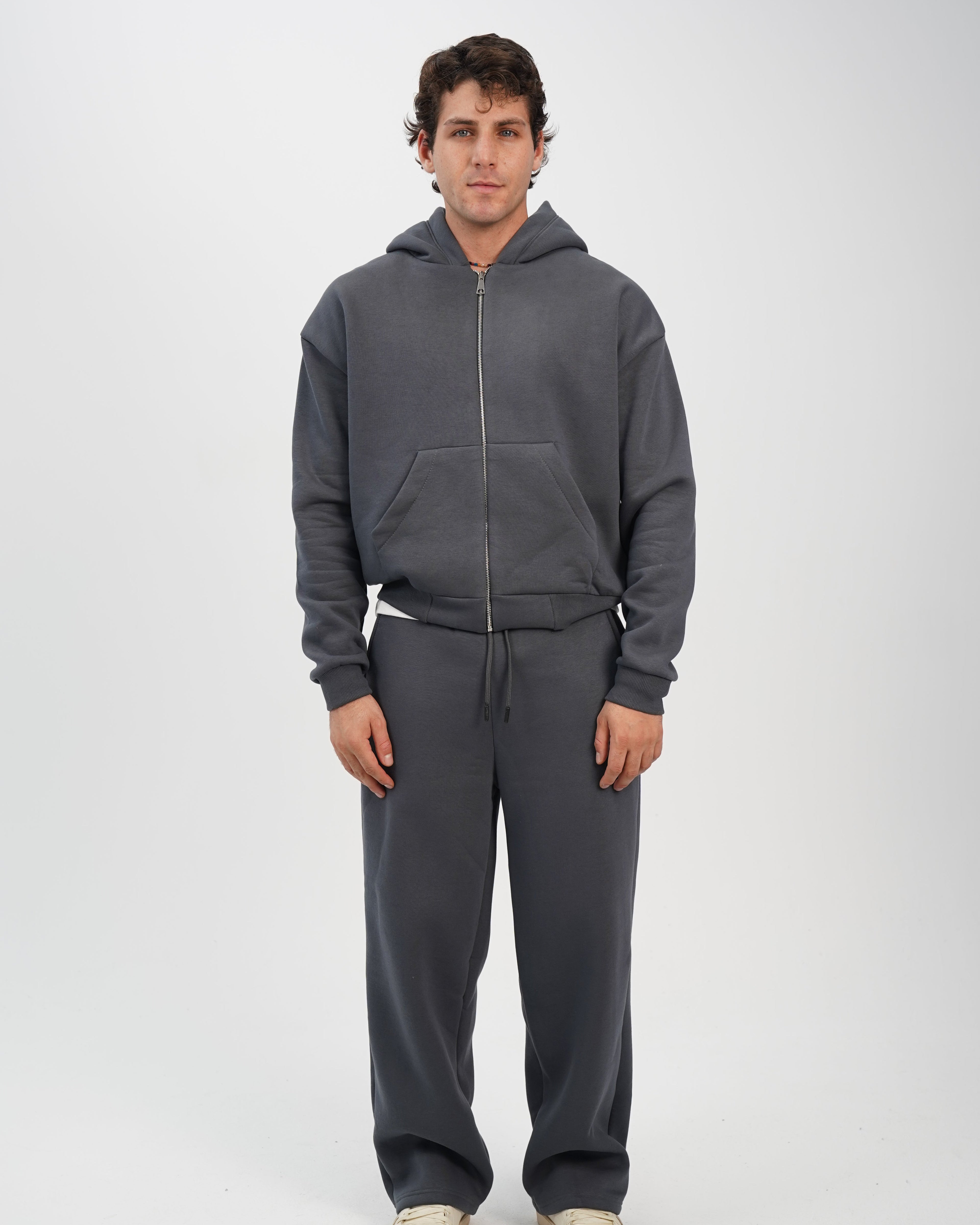 Unisex zip up hoodie charcoal