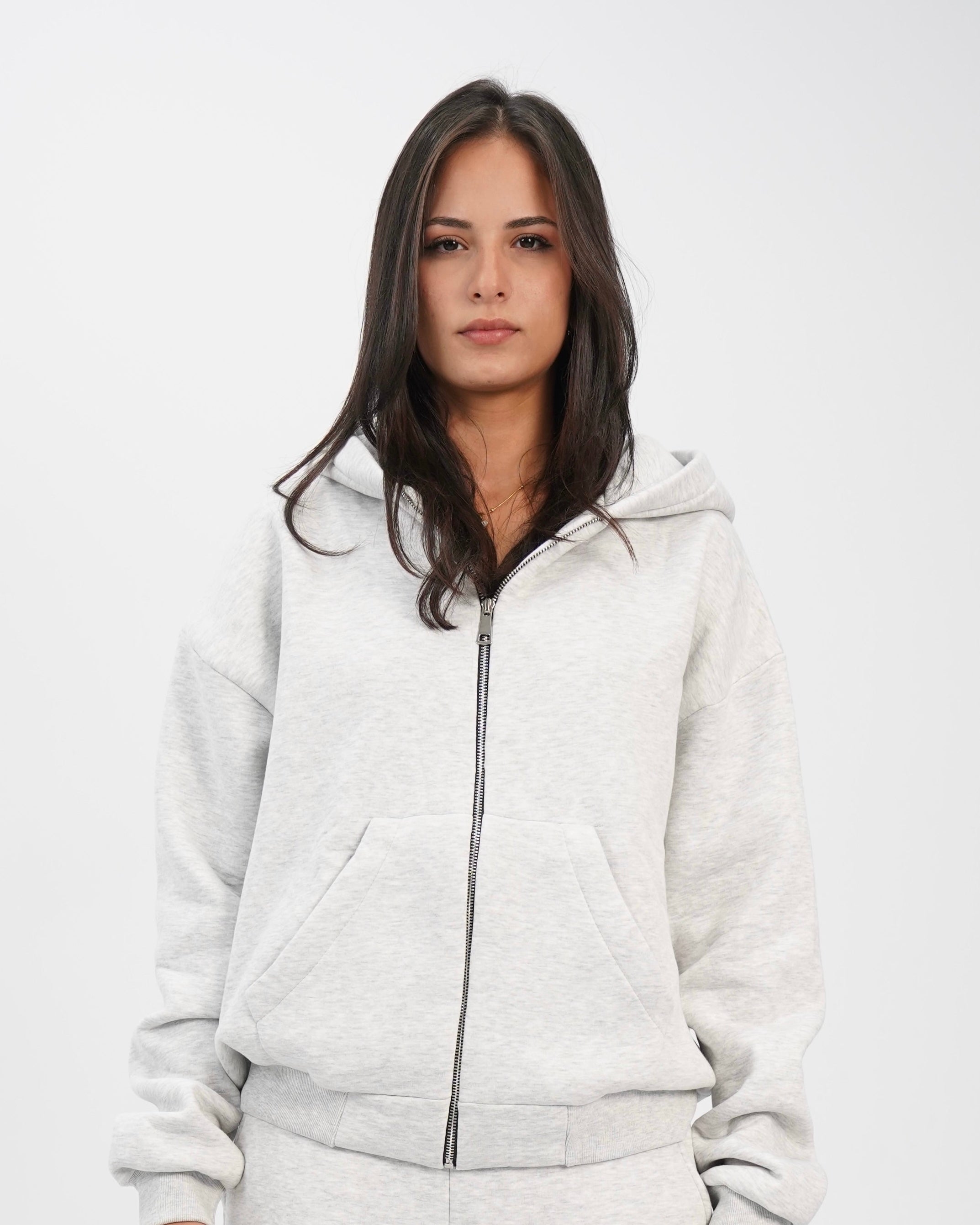 Unisex zip up hoodie grey