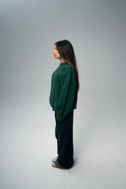 Knitted Crewneck in Jade Green